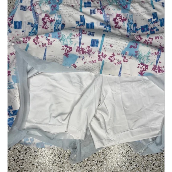 Denise Cronwall White Blue Abstract Floral Golf Skort Size Large - Picture 2 of 6